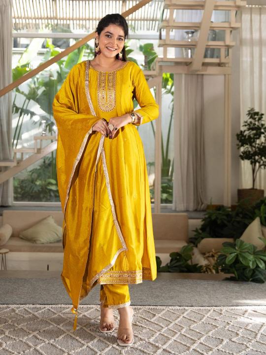 Krunique anarkali 3pcs kurtis wholesale catalogue